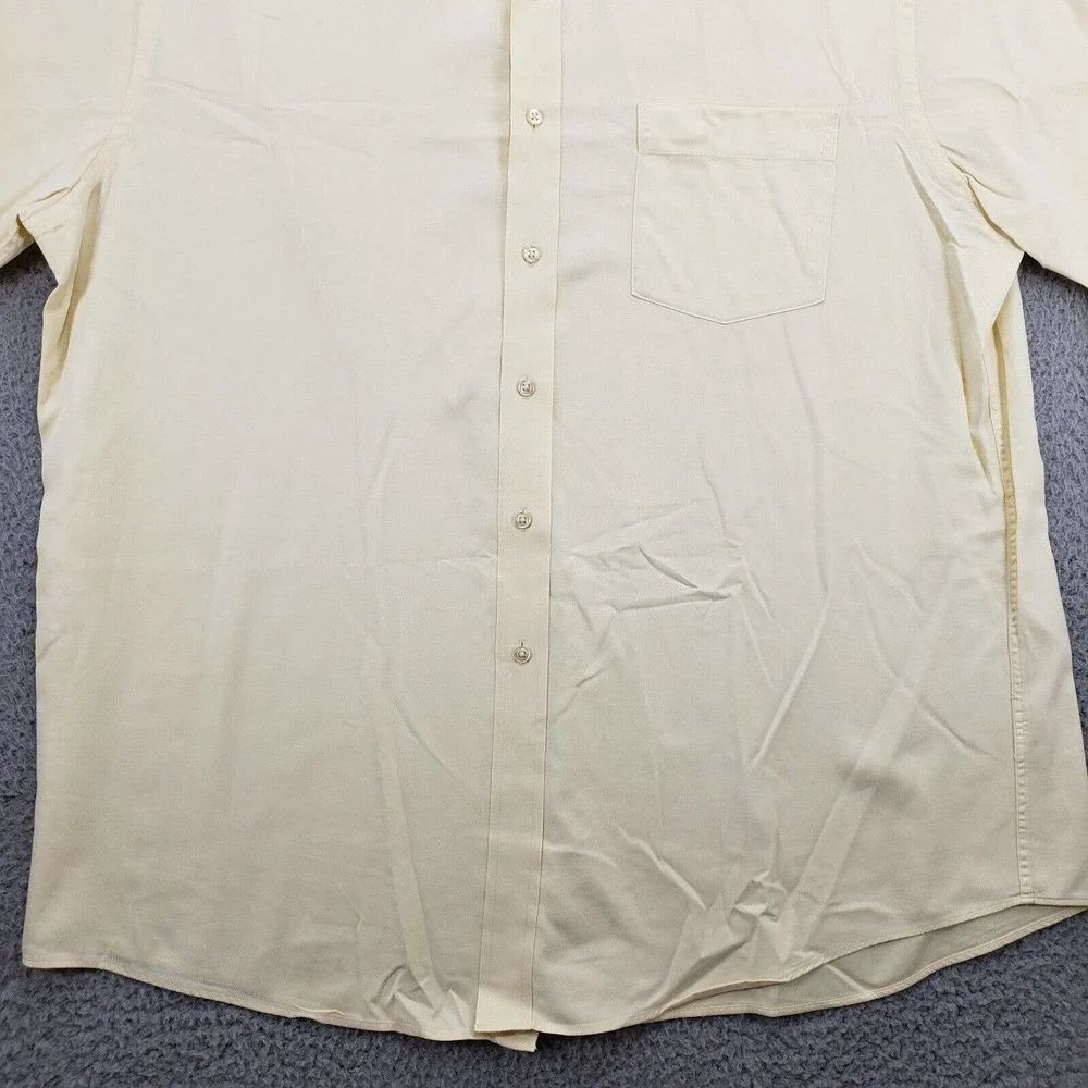 Tommy Hilfiger Shirt Mens XL 17 34-35 Yellow Long Sleeve Button‎ Up Pocket